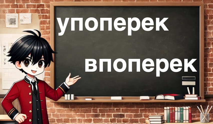 впоперек